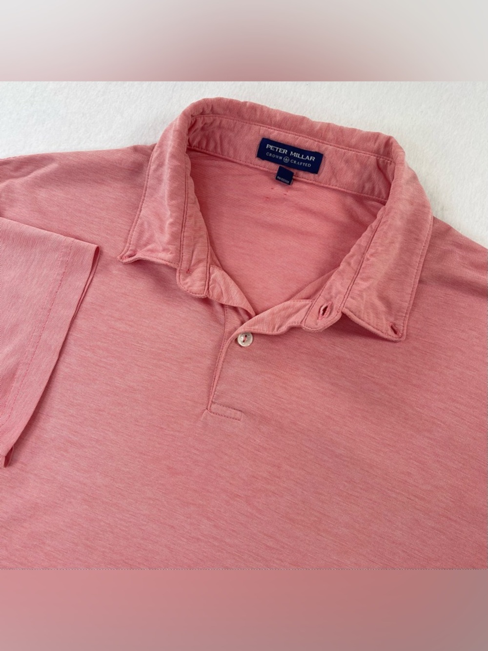 Peter Millar Crown Crafted Polo Shirt Mens L Orange Pink Casual Stretch Golf